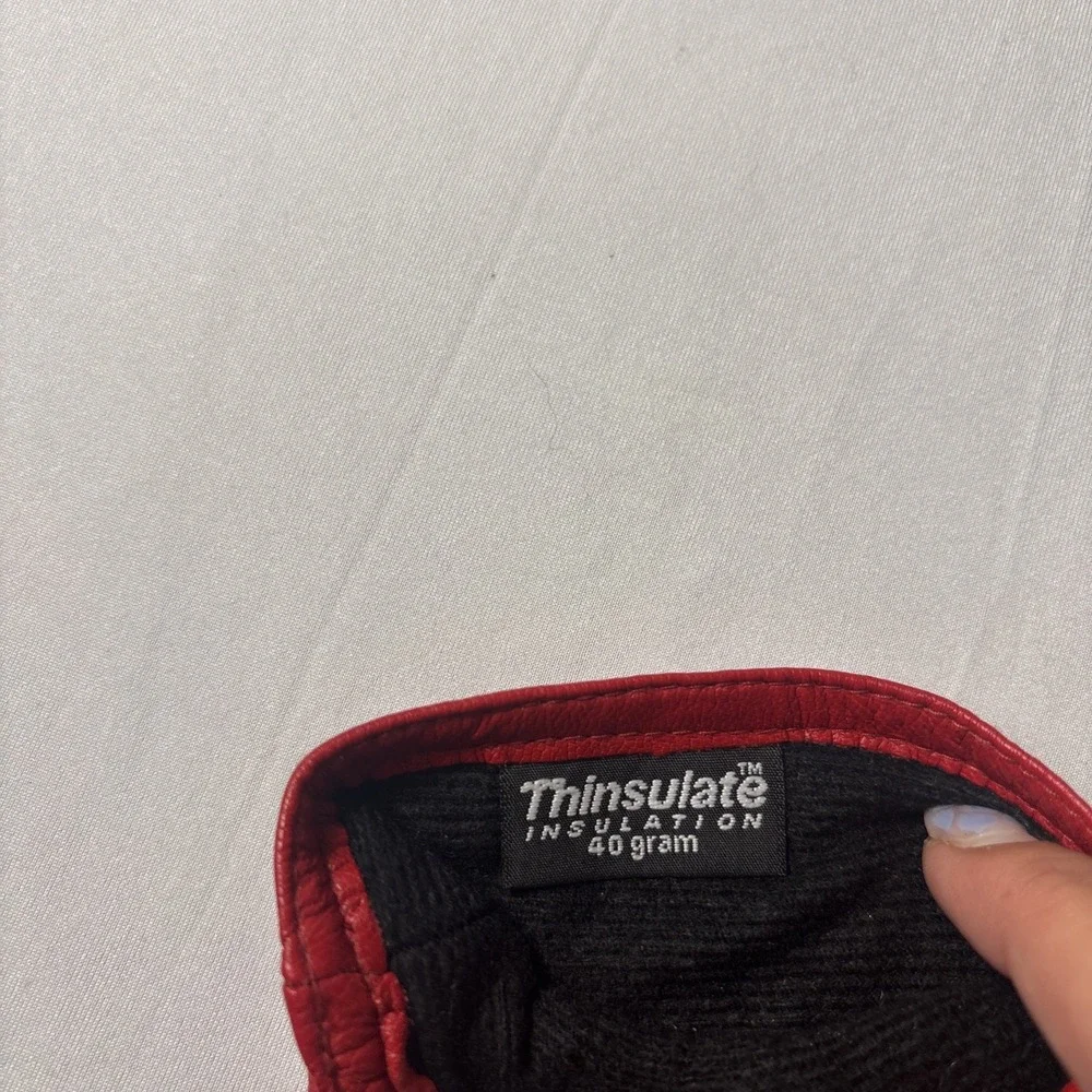 Red Leather Gloves Womens Thinsulate Insulation 40 Gram Lined Merona LG/XLTG
